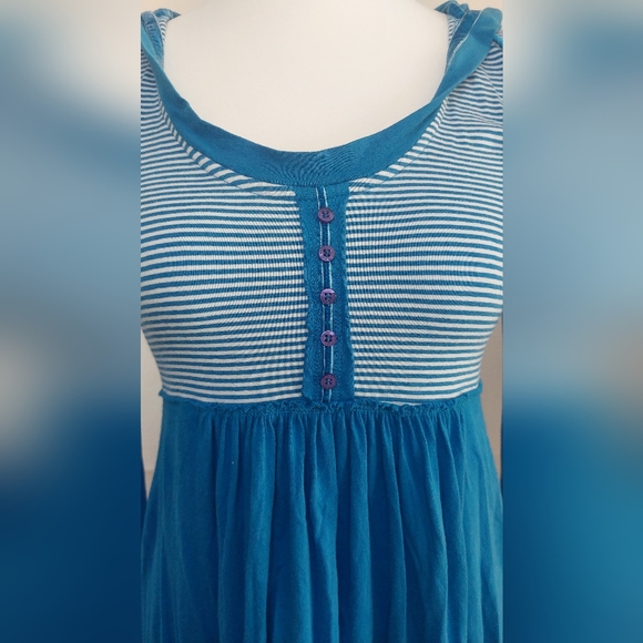 SUPERDRY Size 12 Vintage Thrift Hooded Dress M Blue Stripe Jersey Thumb Holes - Picture 2 of 11